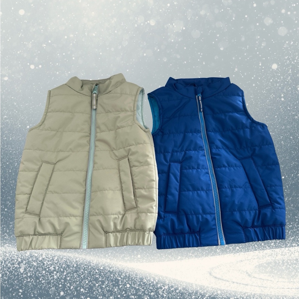 NEW Cat & Jack Puffer Vests Blue and light Green
